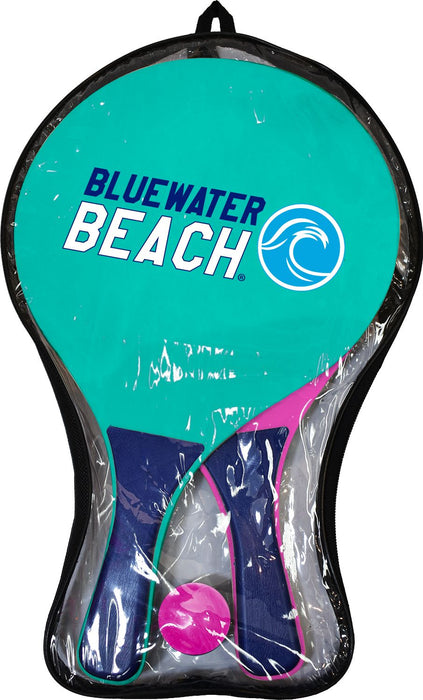 Bluewater Beach Paddle Ball Game - Paddle Ball Set | Premium Set of 2 Paddle Ball Smash Rackets, 2 Balls & Free Tennis Grips | Official ball Included | Comes with Thick Plastic Case